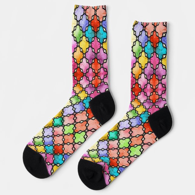 Calcetines Patrón de mosaico del arco iris (Izquierda)