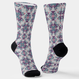 Calcetines Patrón de Motivo Floral Ikat Colorido