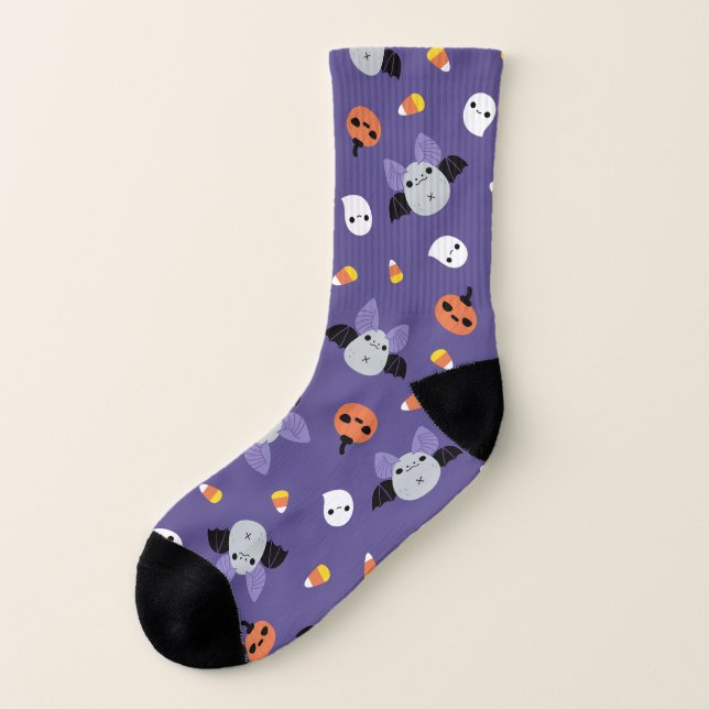 Calcetines Patrón de murciélago de Halloween (Parte interior derecha)