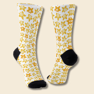 Calcetines patrón de narciso de primavera