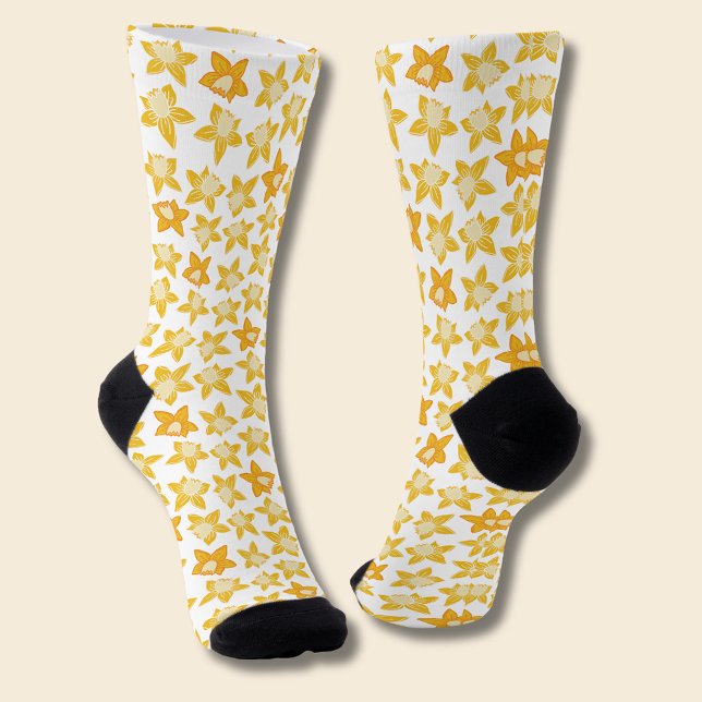 Calcetines patrón de narciso de primavera (Daffodil spring floral socks)