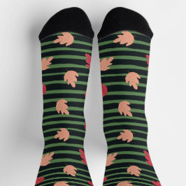 Calcetines Patrón de naturaleza práctica Hoja y rayas Verde