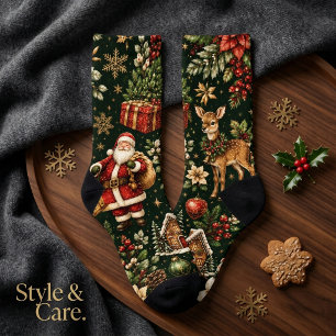 Calcetines Patrón de Navidad de Lujo Vintage Premium