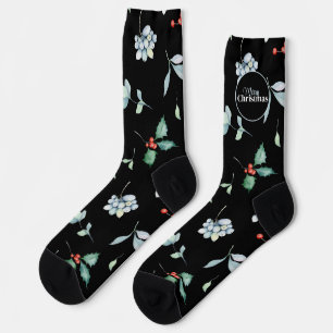Calcetines Patrón de Navidades con estilo, Berrie azul y rojo