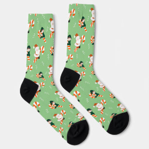 Calcetines Patrón de Navidades de Candy Cane Santa Claus Elf