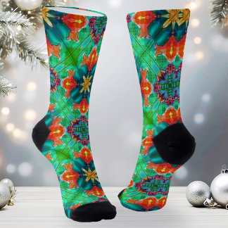 Calcetines Patrón de Navidades de color de agua colorida