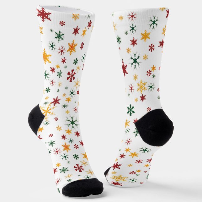 Calcetines Patrón de Navidades de copos de nieve Retro de oro (Angular)
