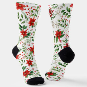 Calcetines Patrón de Navidades de Holiday Poinsettia