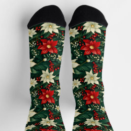 Calcetines Patrón de Navidades florales
