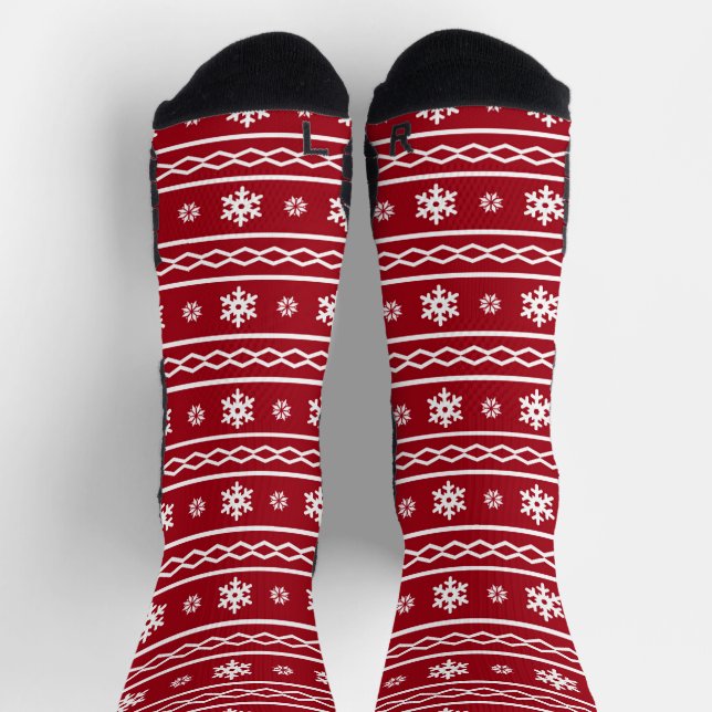 Calcetines Patrón de Navidades pequeños rojo (Arriba)