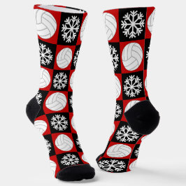 Calcetines Patrón de Navidades rojos y negros del jugador de