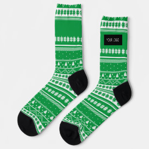 Calcetines Patrón de Navidades verdes del logotipo de negocio