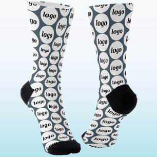 Calcetines Patrón de negocio de logotipo simple gris carbón