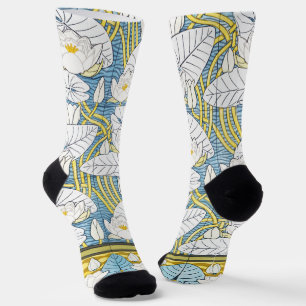 Calcetines Patrón de Nenúfar Art Nouveau Verde Salvia