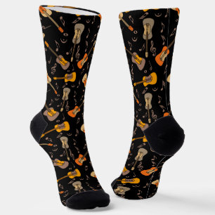 Calcetines Patrón de notas de música guitarra