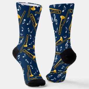 Calcetines Patrón de notas de música trombone