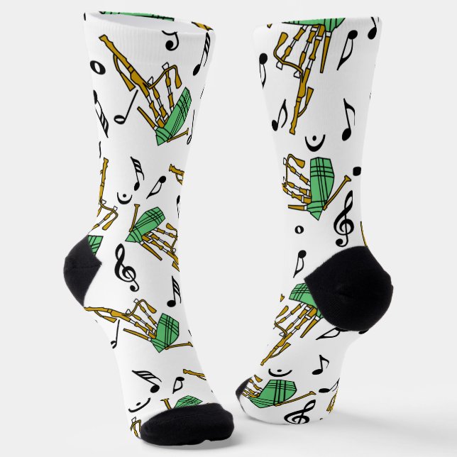 Calcetines Patrón de notas musicales de Bagpipes (Angular)
