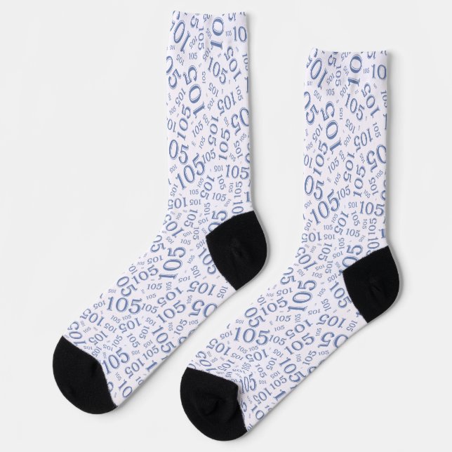 Calcetines Patrón de número aleatorio azul/blanco de cumpleañ (Izquierda)