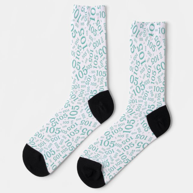 Calcetines Patrón de número aleatorio blanco/Verde azulado de (Izquierda)