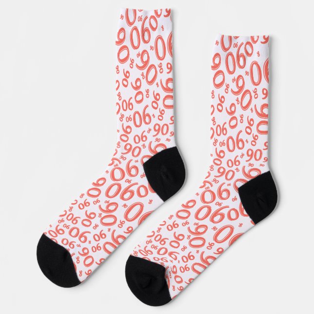 Calcetines Patrón de número aleatorio de coral de cumpleaños  (Izquierda)