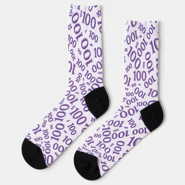 Calcetines Patrón de número aleatorio morado de cumpleaños 10 (Izquierda)