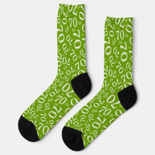 Calcetines Patrón de número aleatorio verde para 70 cumpleaño (Izquierda)