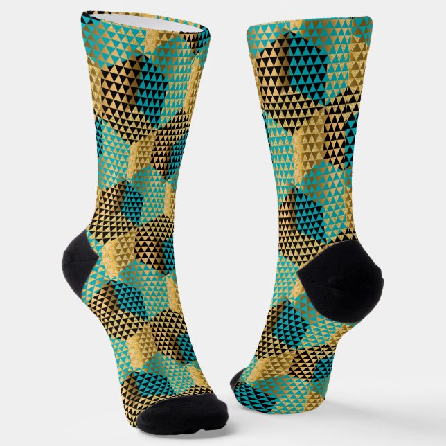 Calcetines Patrón de octagón geométrico colorido moderno (Angular)