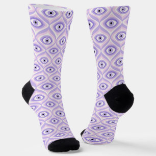 Calcetines Patrón De Ojo Retro En Púrpura Pastel