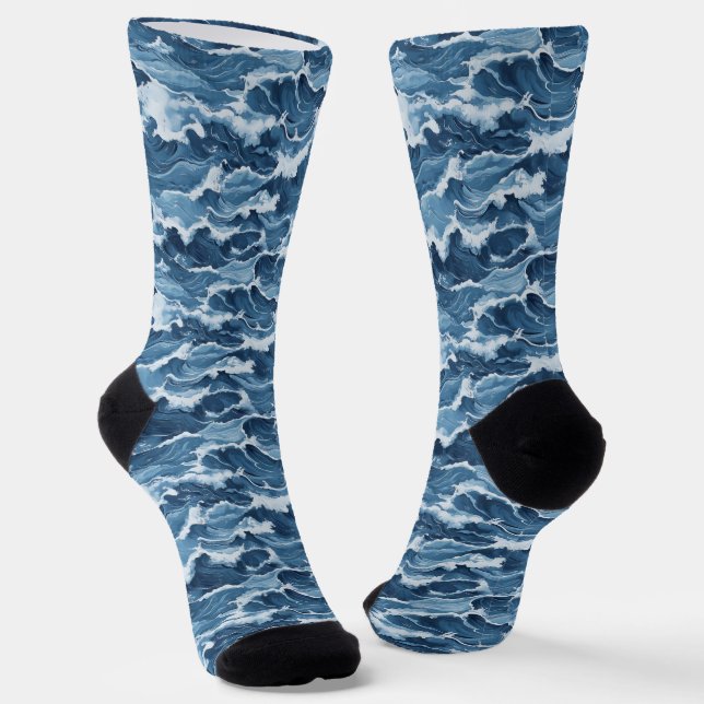 Calcetines Patrón de Olas Azules (Angular)