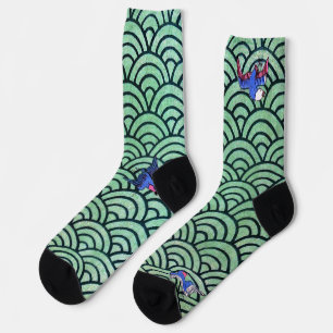 Calcetines Patrón de Onda Tradicional Japonesa