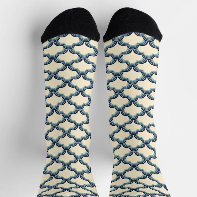 Calcetines Patrón de ondas retro azul (Arriba)