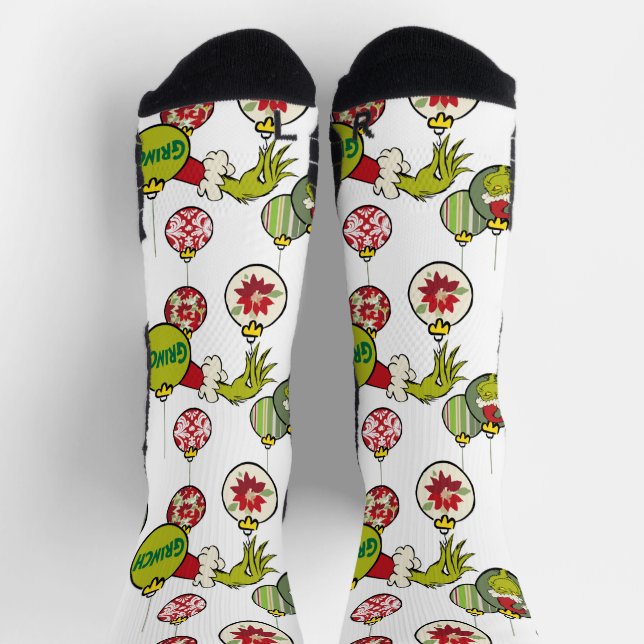 Calcetines Patrón de ornamento de grinch vintage (Arriba)