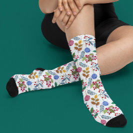 Calcetines Patrón de ornamentos y símbolos de Navidad