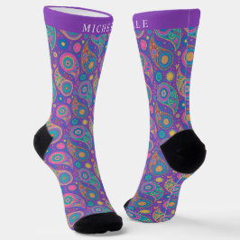 Calcetines Patrón de paisley rosa rosa azul púrpura personali