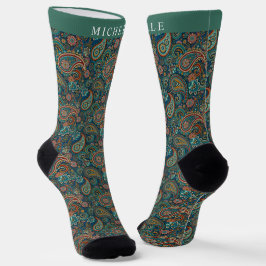 Calcetines Patrón de paisley verde azul Verde azulado persona