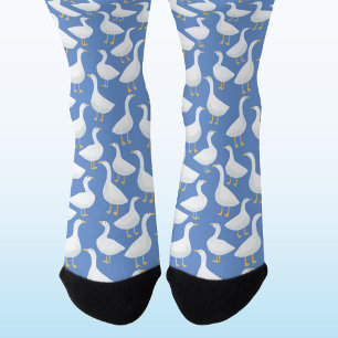 Calcetines Patrón de pájaro ganso azul