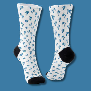 Calcetines Patrón de palma tropical azul