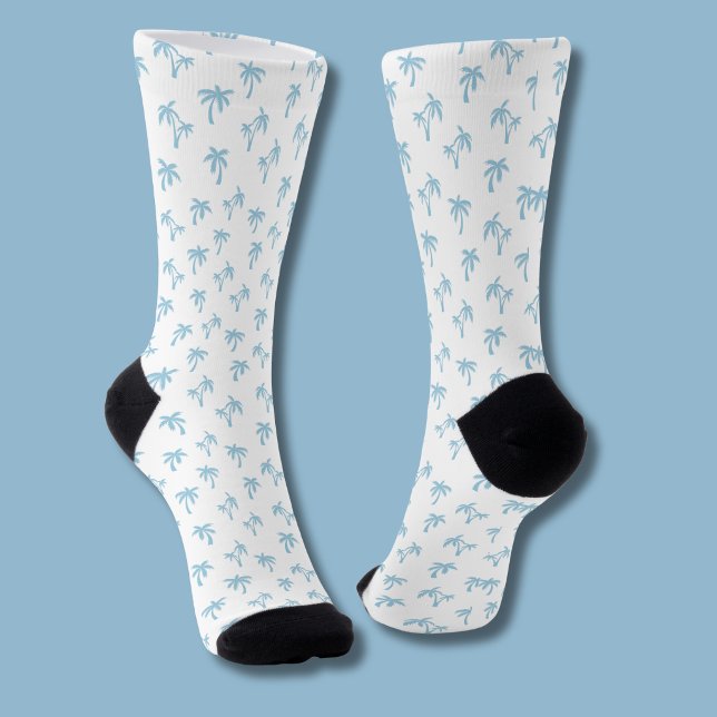 Calcetines Patrón de palma tropical bebé azul (Light blue palm tree socks)