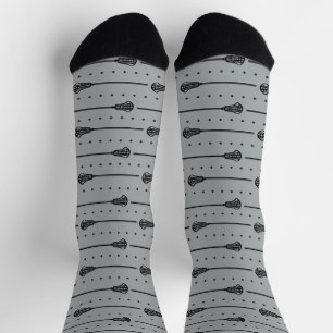 Calcetines Patrón de palos y puntos negros gris plateado