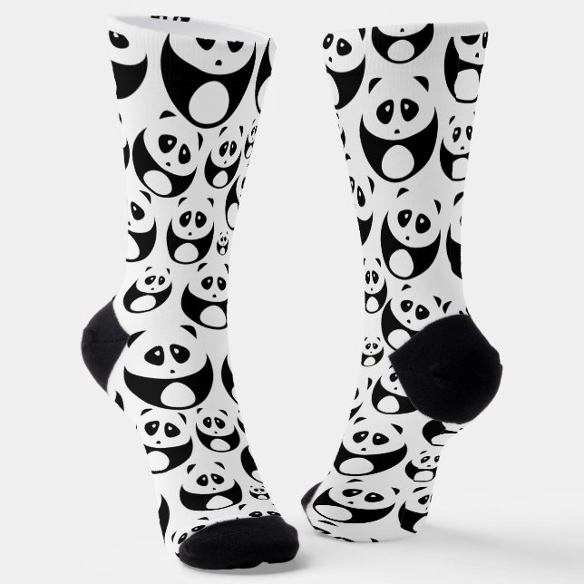 Calcetines Patrón de Panda blanco y negro de Kawaii (Angular)