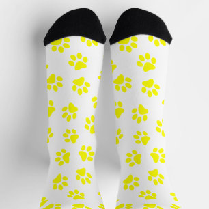 Calcetines Patrón De Patas, Patas De Perro, Patas Amarillas