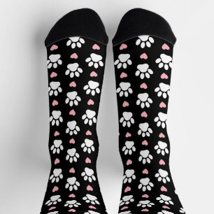 Calcetines Patrón De Patas, Patas De Perro, Patas Blancas, Co
