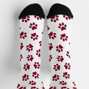 Calcetines Patrón De Paws, Paws De Perro, Paws De Borgoña