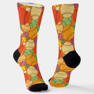 Calcetines Patrón de Pelotas de Béisbol Coloridas