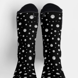 Calcetines Patrón de perla en fondo negro