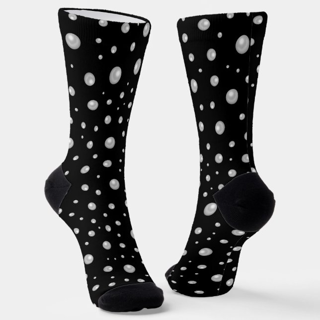 Calcetines Patrón de perla en fondo negro (Angular)