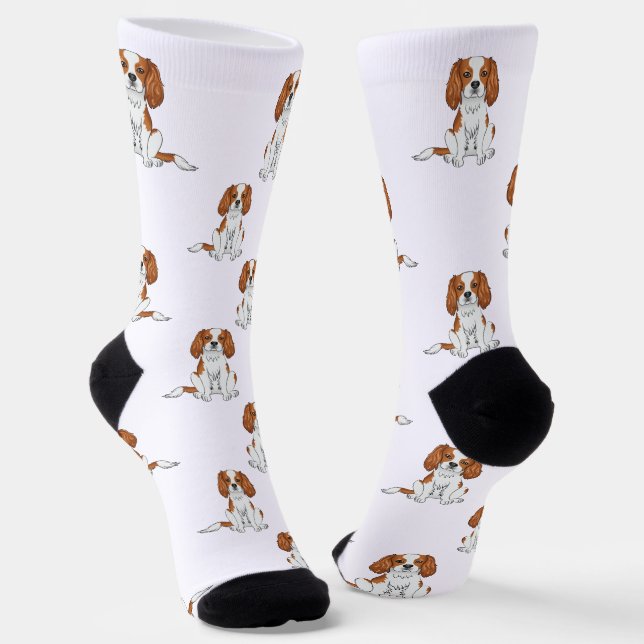 Calcetines Patrón de perro Cavalier King Charles Spaniel de B (Angular)