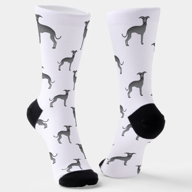Calcetines Patrón de perro de dibujos animados azul italiano (Angular)