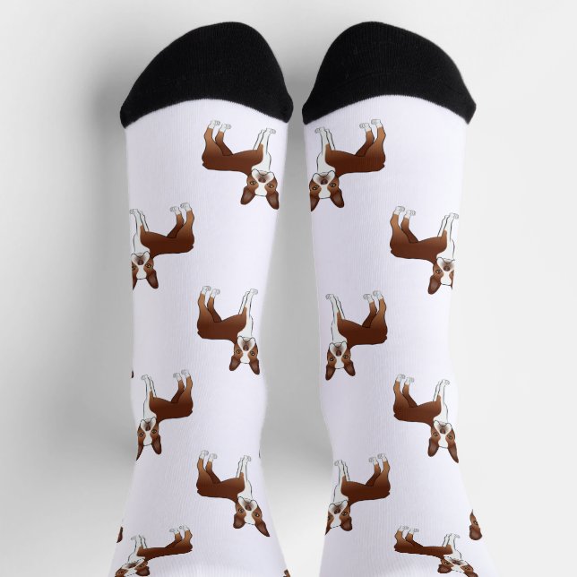 Calcetines Patrón de perro de dibujos animados Boston Terrier (Arriba)