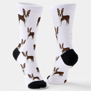 Calcetines Patrón de perro de dibujos animados Boston Terrier